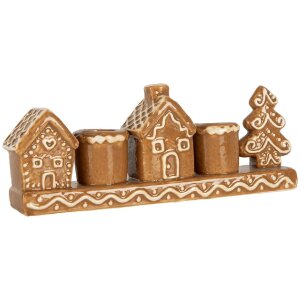 Portacandele Clayre & Eef a forma di casa 21x4x8 cm