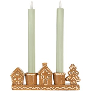 Portacandele Clayre & Eef a forma di casa 21x4x8 cm