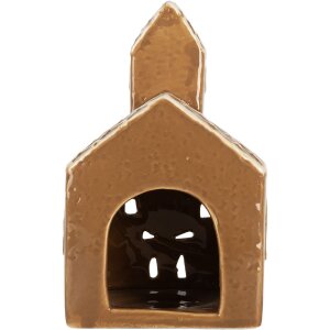 Portacandele a forma di casa Clayre & Eef 10x10x16 cm Marrone e Bianco