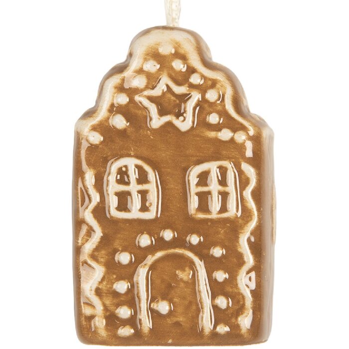 Decorazione appendice casa Clayre & Eef 4x4x6 cm Marrone e Bianco Ceramica