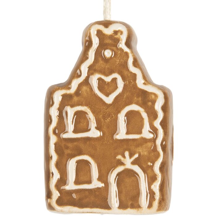 Decorazione a sospensione casa Clayre & Eef 4x4x6 cm Marrone e Bianco