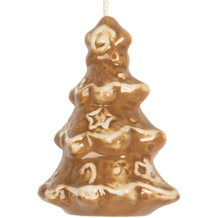 Ornamento albero di Natale Clayre & Eef 6CE2344 6x5x9 cm Marrone-Bianco