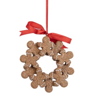 Clayre & Eef 6PR5414 Decorazione Appeso Omino di Pan di Zenzero 10x2x10 cm Marrone e Bianco