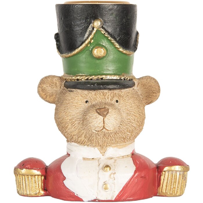 Portacandele Orso Clayre & Eef 6PR5752 9x6x10 cm Marrone e Rosso