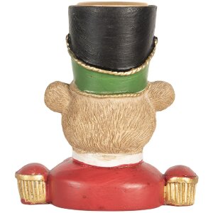 Portacandele Orso Clayre & Eef 6PR5752 9x6x10 cm Marrone e Rosso