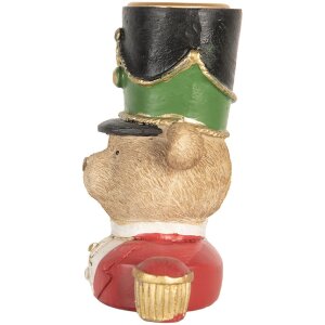 Portacandele Orso Clayre & Eef 6PR5752 9x6x10 cm Marrone e Rosso