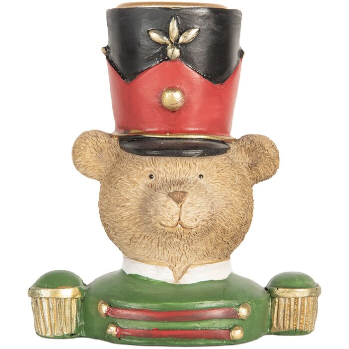 Portacandele Orso Clayre & Eef 6PR5753 9x6x10 cm Marrone e Verde
