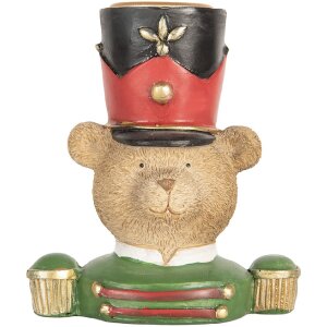 Portacandele Orso Clayre & Eef 6PR5753 9x6x10 cm Marrone e Verde