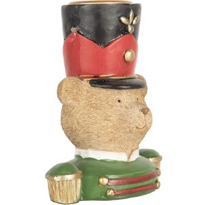 Portacandele Orso Clayre & Eef 6PR5753 9x6x10 cm Marrone e Verde