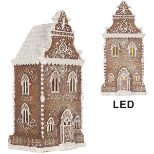 Clayre & Eef 6PR5806 Decorazione Casa con LED 17x15x35 cm Marrone-Bianco