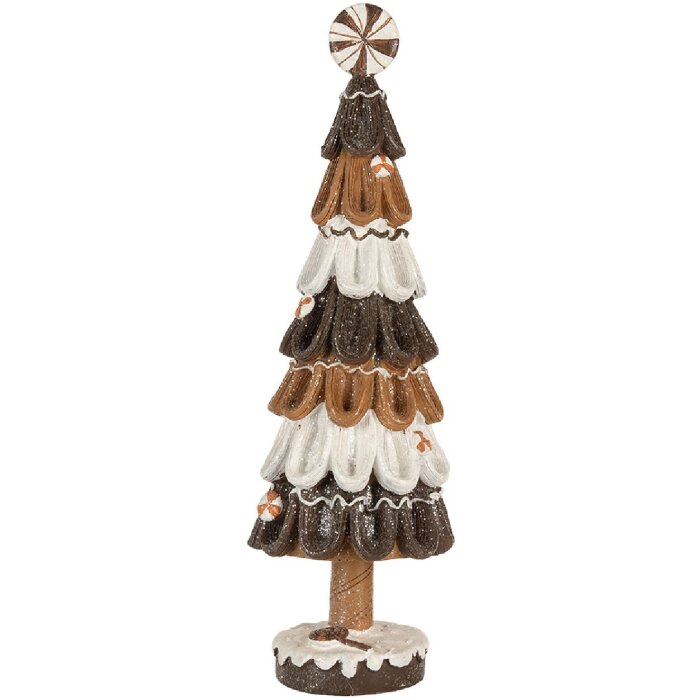 Clayre & Eef 6PR5819 Decorazione Albero di Natale Ø 12x39 cm Marrone-Bianco