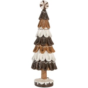 Clayre & Eef 6PR5819 Decorazione Albero di Natale Ø 12x39 cm Marrone-Bianco