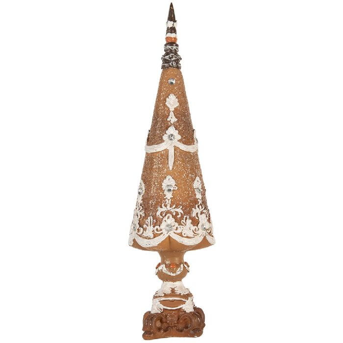 Clayre & Eef 6PR5835 Albero di Natale Decorativo Ø 10x38 cm Marrone-Bianco