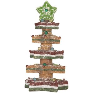 Clayre & Eef 6PR5838 Albero di Natale Decorativo con LED 15x15x29 cm Marrone-Rosso