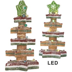 Clayre & Eef 6PR5838 Albero di Natale Decorativo con LED 15x15x29 cm Marrone-Rosso