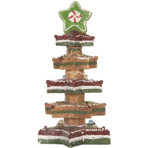 Clayre & Eef 6PR5838 Albero di Natale Decorativo con LED 15x15x29 cm Marrone-Rosso