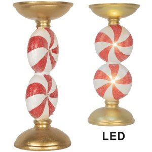 Portacandele con LED Clayre & Eef 6PR5850 Ø 10x23 cm Oro Bianco