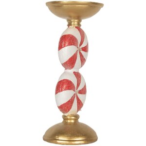 Portacandele con LED Clayre & Eef 6PR5850 Ø 10x23 cm Oro Bianco
