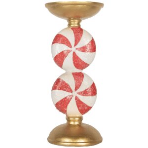 Portacandele con LED Clayre & Eef 6PR5850 Ø 10x23 cm Oro Bianco
