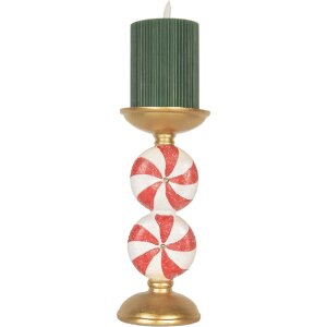 Portacandele con LED Clayre & Eef 6PR5850 Ø 10x23 cm Oro Bianco