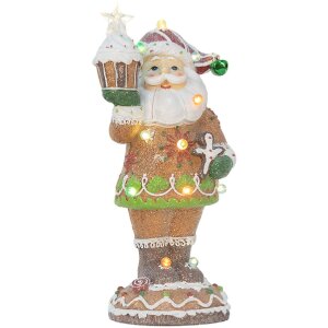 Clayre & Eef 6PR5853 Decorazione Babbo Natale con LED 15x13x32 cm