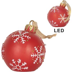 Clayre & Eef 6PR5858 Decorazione Ornamento Palla di Natale con LED Ø 12x14 cm
