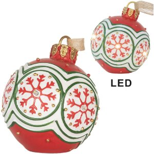 Clayre & Eef 6PR5859 Decorazione Ornamento Sfera di Natale con LED Ø 12x14 cm