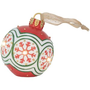 Clayre & Eef 6PR5859 Decorazione Ornamento Sfera di Natale con LED Ø 12x14 cm