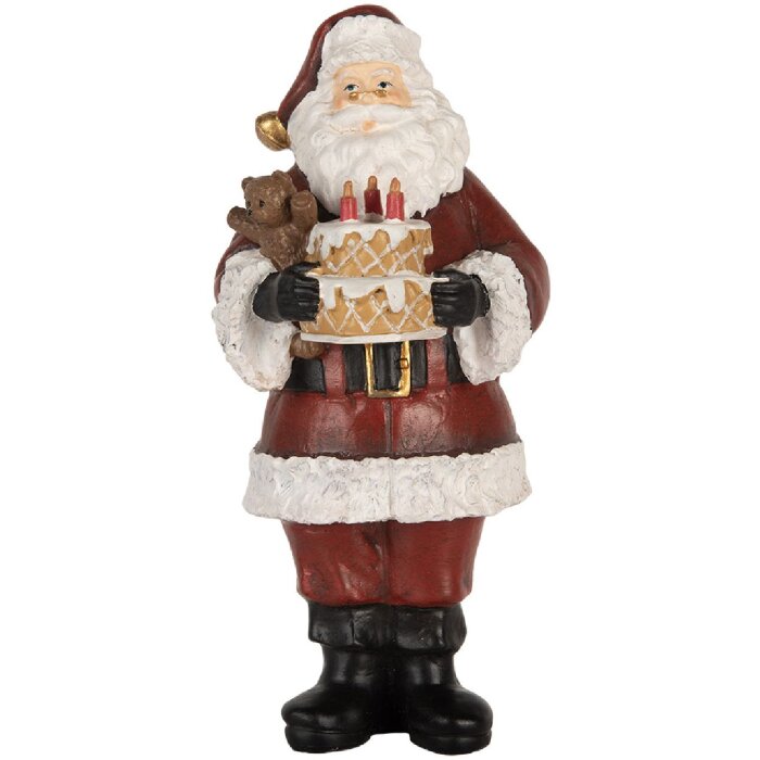 Clayre & Eef 6PR5862 Decorazione Babbo Natale con Torta 10x10x21 cm