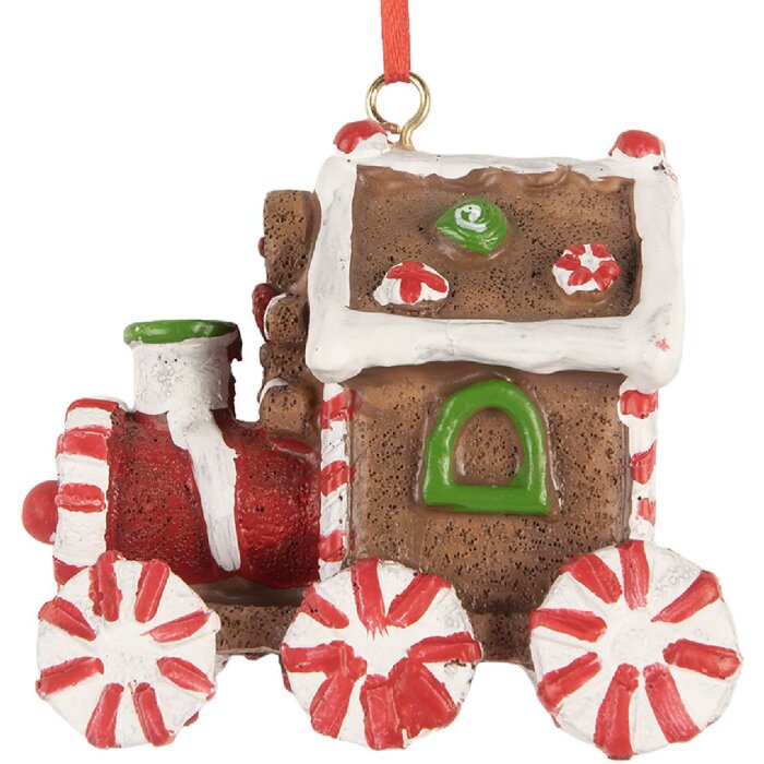 Clayre & Eef 6PR5864 Decorazione Ornamento Locomotiva 9x5x9 cm Marrone-rossa