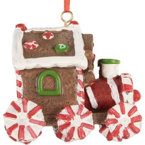 Clayre & Eef 6PR5864 Decorazione Ornamento Locomotiva 9x5x9 cm Marrone-rossa