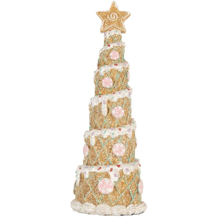 Clayre & Eef 6PR5866 Decorazione Albero di Natale Ø 9x25 cm Marrone e Bianco