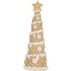 Clayre & Eef 6PR5866 Decorazione Albero di Natale Ø 9x25 cm Marrone e Bianco