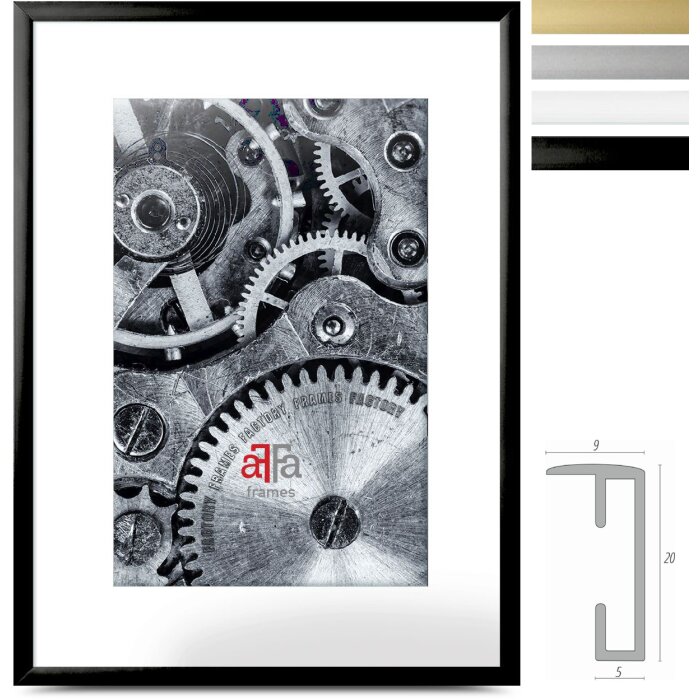 FramesFactory Cornice in alluminio profilo sottile vetro acrilico10x15 fino a 70x100 cm