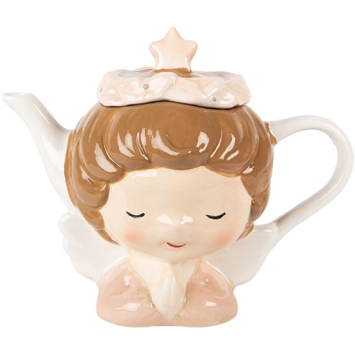 Teiera in ceramica Clayre & Eef 6CETE0184 Beige-Rosa 21x12x16 cm / 650 ml