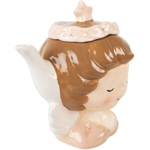 Teiera in ceramica Clayre & Eef 6CETE0184 Beige-Rosa...