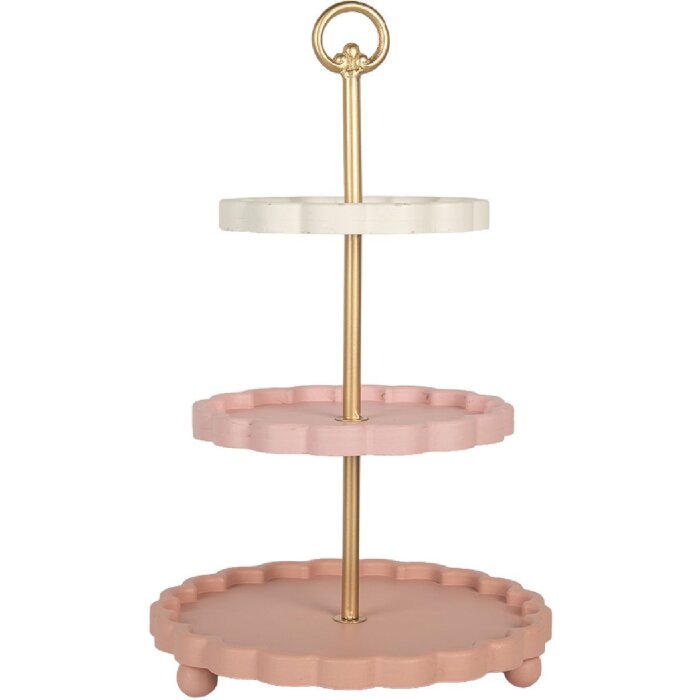 Etagere Clayre & Eef 6H2458 Ø 30x50 cm rosa-bianca