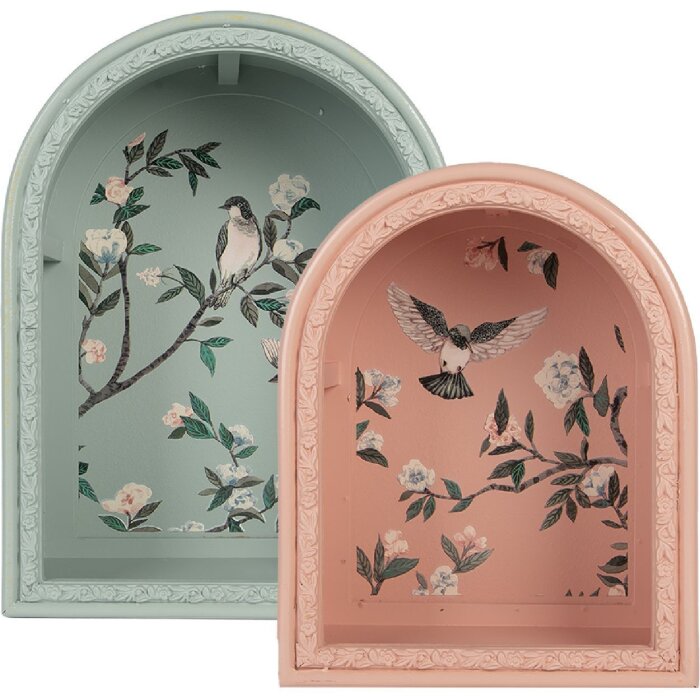 Set di 2 mensole da parete Clayre & Eef 6H2460 Blu Rosa 30x16x40 / 24x14x30 cm