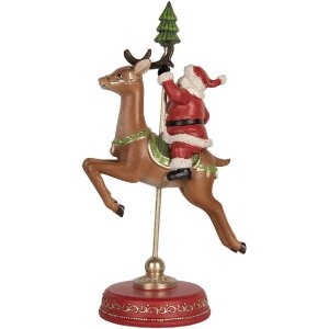 Clayre & Eef 6PR5763 Decorazione Babbo Natale su Renna 16x11x30 cm