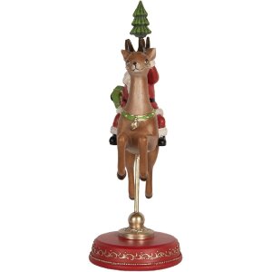 Clayre & Eef 6PR5763 Decorazione Babbo Natale su Renna 16x11x30 cm