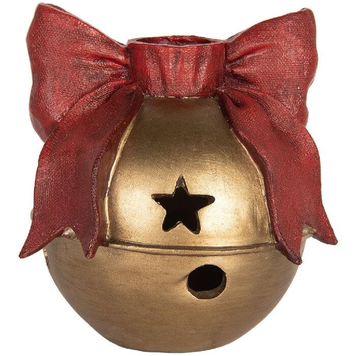 Portacandele Clayre & Eef 6PR5767 13x12x13 cm Oro e Rosso