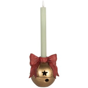 Portacandele Clayre & Eef 6PR5767 13x12x13 cm Oro e Rosso