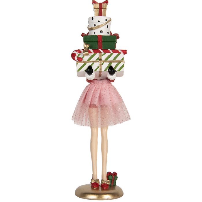 Decorazione Donna Clayre & Eef 6PR5769 10x10x36 cm Rosa Bianco