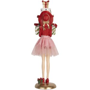 Decorazione Donna Clayre & Eef 6PR5769 10x10x36 cm Rosa Bianco