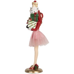 Decorazione Donna Clayre & Eef 6PR5769 10x10x36 cm Rosa Bianco