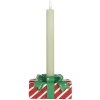 Portacandele decorativo Clayre & Eef 6PR5772 13x9x7 cm Rosso e Verde