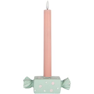 Portacandele Clayre & Eef 6PR5778BL 14x6x4 cm Blu e Bianco