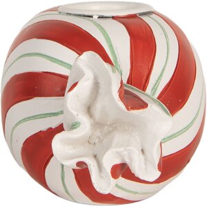 Portacandele Clayre & Eef 6PR5778R 14x7x6 cm Rosso Bianco