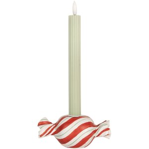 Portacandele Clayre & Eef 6PR5778R 14x7x6 cm Rosso Bianco