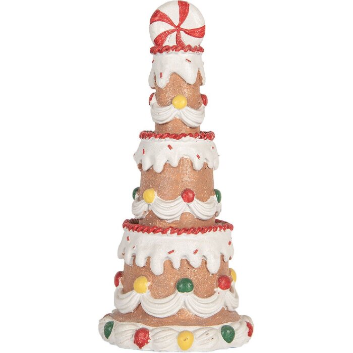 Torta decorativa Clayre & Eef 6PR5779 Ø 10x22 cm Marrone-Bianca